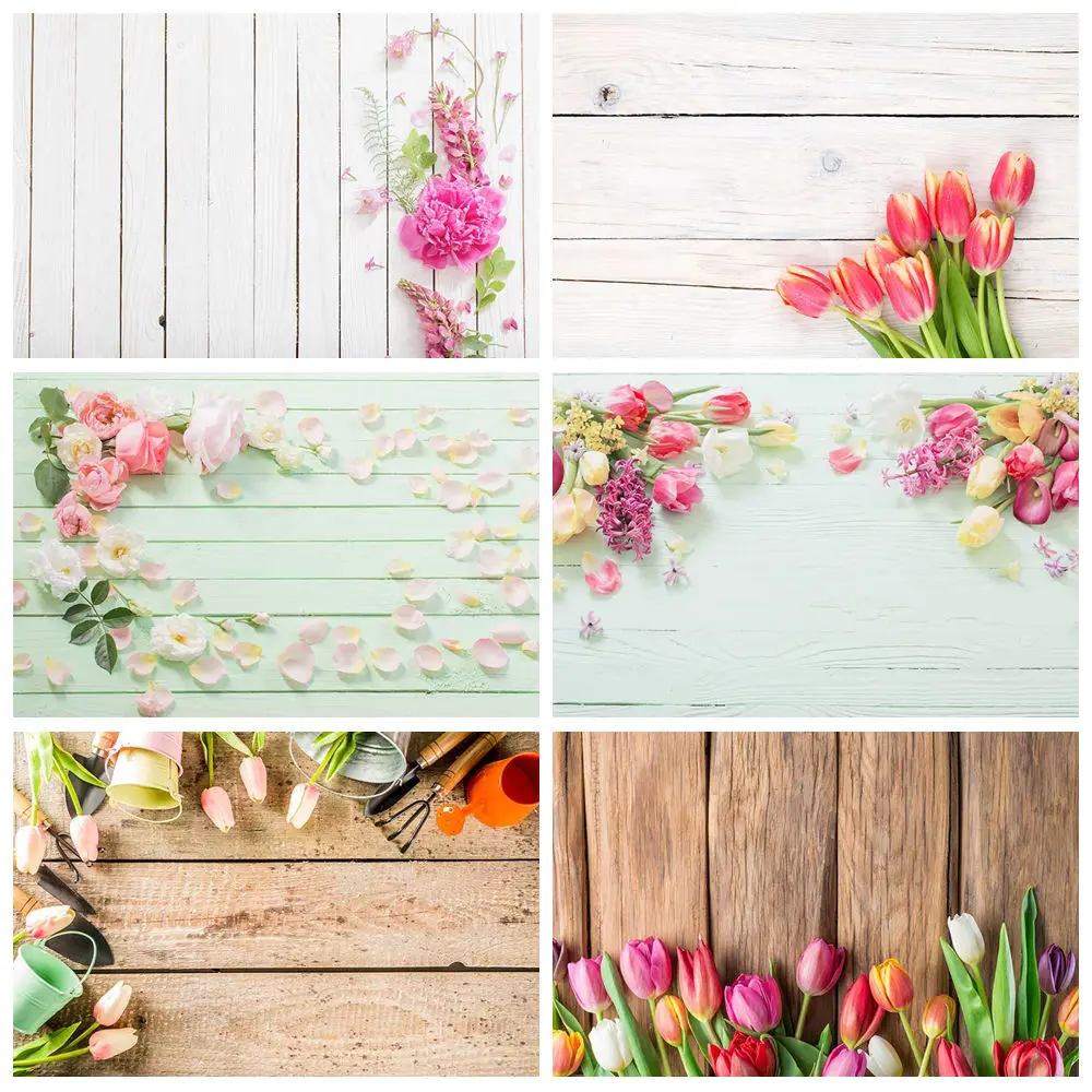 

MOON.QG Floral Product Food Photography Props Background Flower Wooden Board Photo Backdrop Wood Wallpaper Studio Shooting Props