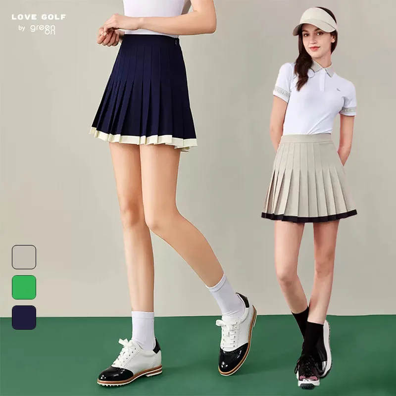 

Love Golf Slim Sports Pantskirt Ladies Anti-exposure A-lined Golf Skirt Summer High Waist Pleated Culottes Women Sportswear S-XL