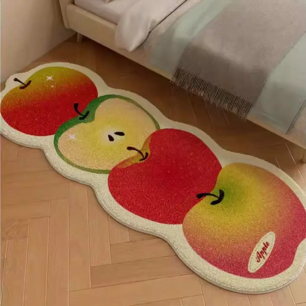 VIKAMA Apfelmuster, Nachttisch-Bodenkissen, wasserdicht, schmutzabweisend, für Eingangsbereich, Sofa, Wohnzimmer, Schlafzimmer, Heimdekoration, Teppich