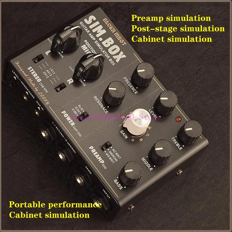 Electric Guitar Cabinet Analog DI Box, Stompbox Effect, 3 Classic Pre-amp/post-amp Simulations