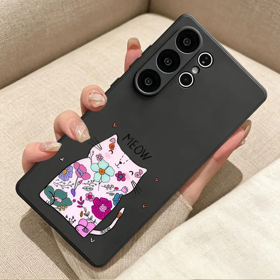 Case for Samsung Galaxy S26 Ultra S23 S24 S10 S9 S21 FE S25+ Note 20 8 9 10 S25 Plus S24+ S20 S26+ Phone Cover Floral Cat Cute