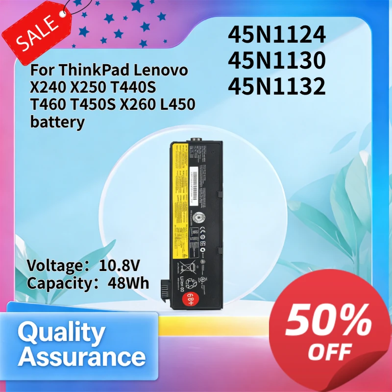 

48WH compatible with ThinkPad Lenovo X240 X250 T440S T460 T450S X260 L450 battery