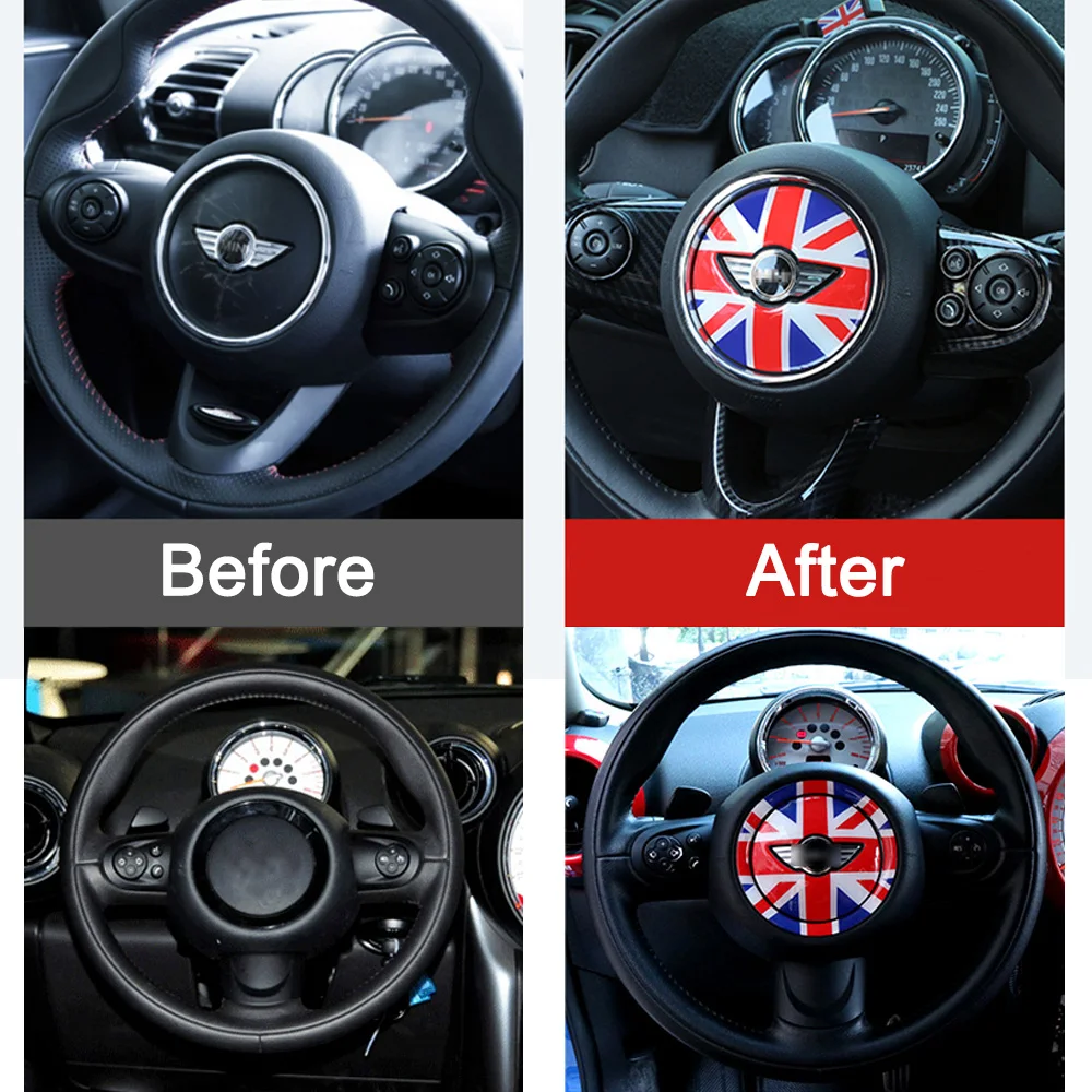 Car Steering Wheel Center 3D Dedicated Car Sticker For Mini Cooper R55 R56 R60 R61 F55 F56 F60 Clubman Countryman Accessories