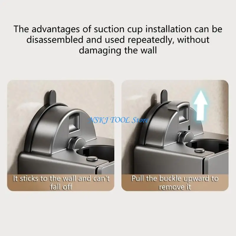 L8RC Pack Of 2 Suction Mop Holders Easy Storage Solution Plastic for Smooth Surfaces