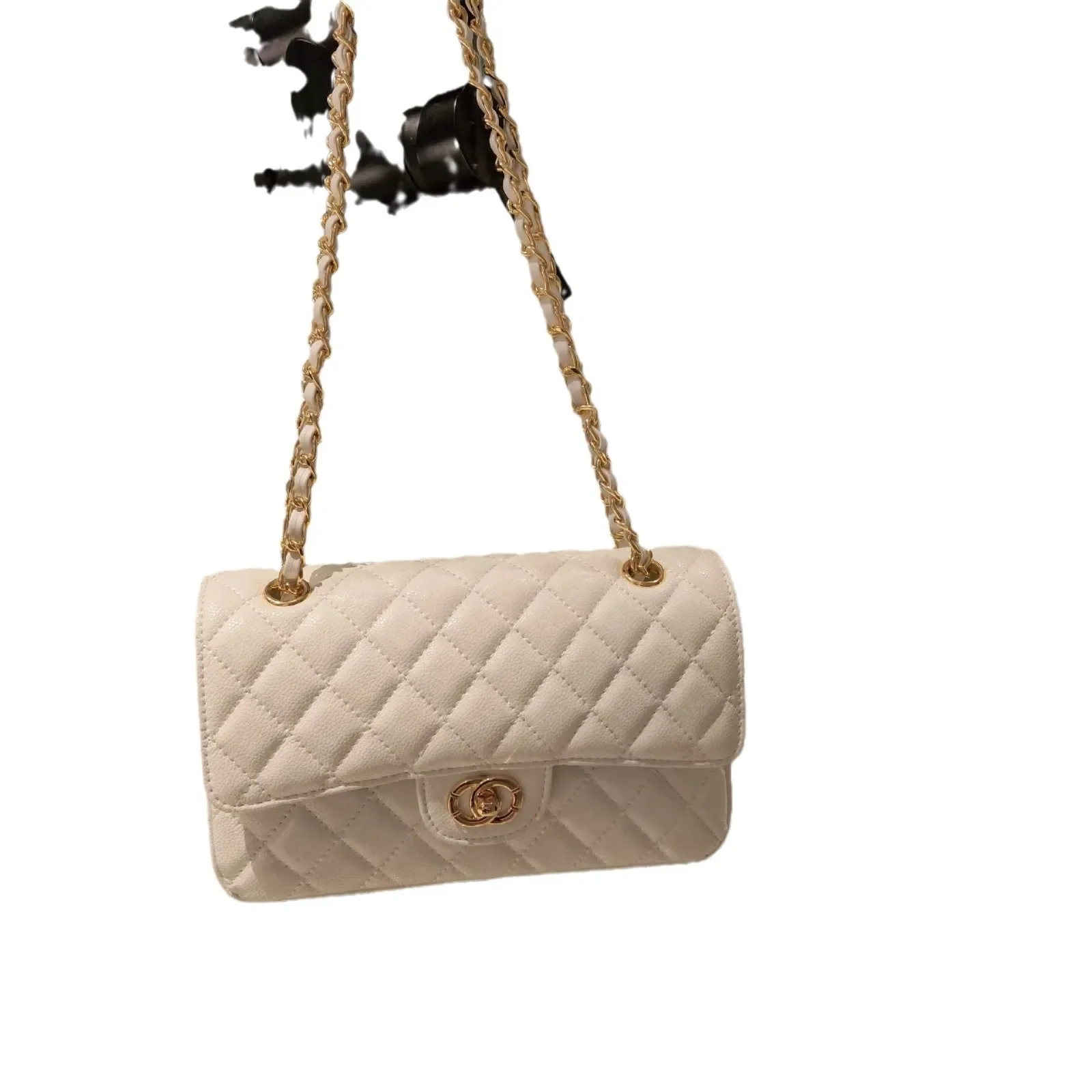 المألوف جلد طبيعي حقيبة كروسبودي المرأة قفل مشبك سلسلة حقيبة الماس نمط كل مباراة واحدة الكتف مائل حمل با