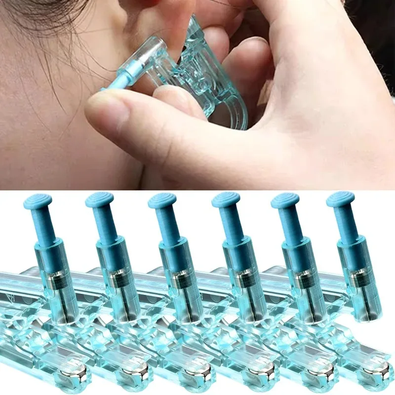 1/20 Stück Tragbare Aseptische Ohrlochstechpistole Mini Transparentes Sicherheits-Nasen- und Ohrring-Piercing-Set Maschinen-Kit mit Ohrsteckern Körperschmuck-Werkzeuge – Detail 5