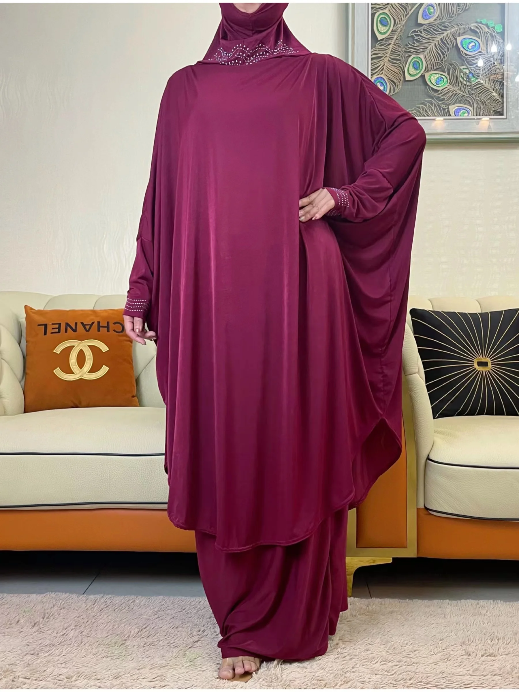 Conjunto de Hijab musulmán para mujer, conjunto de dos piezas con falda superior islámica, Kimono de Arabia Saudita, Egipto, Eid, oración, Ramadán, 2023