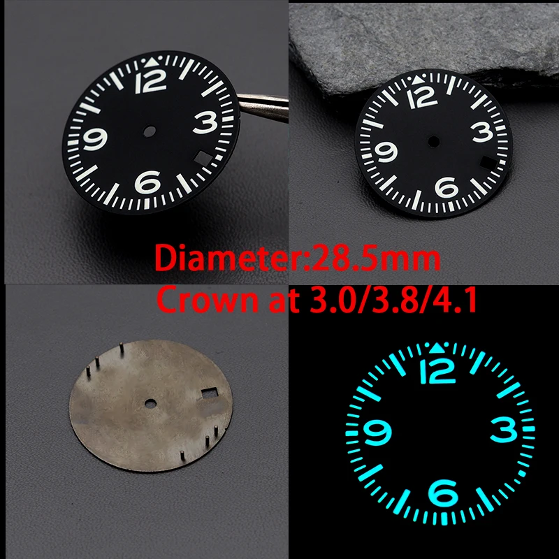 28.5mm Men\'s Watch Dial Fit SKX007 SKX009 6105 SRPD Tuna Monster Turtle Watch Case Japan 7s26 NH35 NH36 Movement Watch Parts