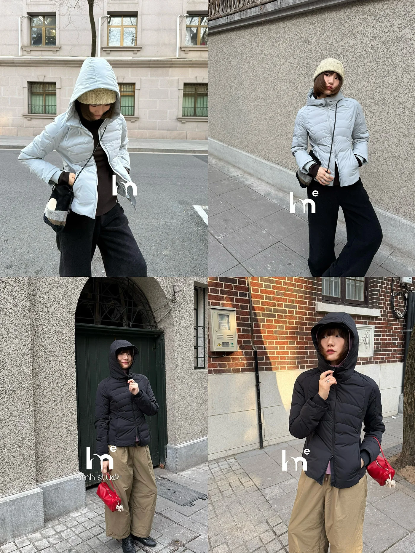 

Пуховик EMH для повседневной носки с капюшоном, воротником-стойкой, теплый, с высокой талией, на молнии, с длинными рукавами, стандартной длины