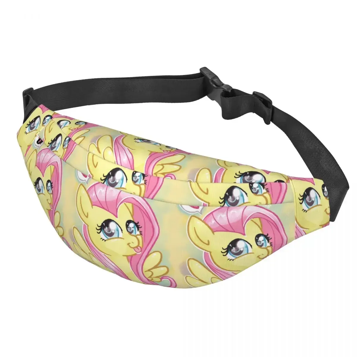 Custom Cartoon Anime Girl Fluttershys Fanny Pack Traveling Women Men My Little Horse Sling Crossbody Waist Bag Phone Money Pouch