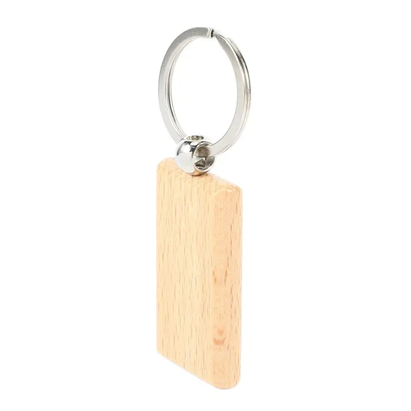 Stylish-120Pcs Blank Wooden Key Chain Diy Wood Keychains Key Tags Gifts Yellow Rectangle