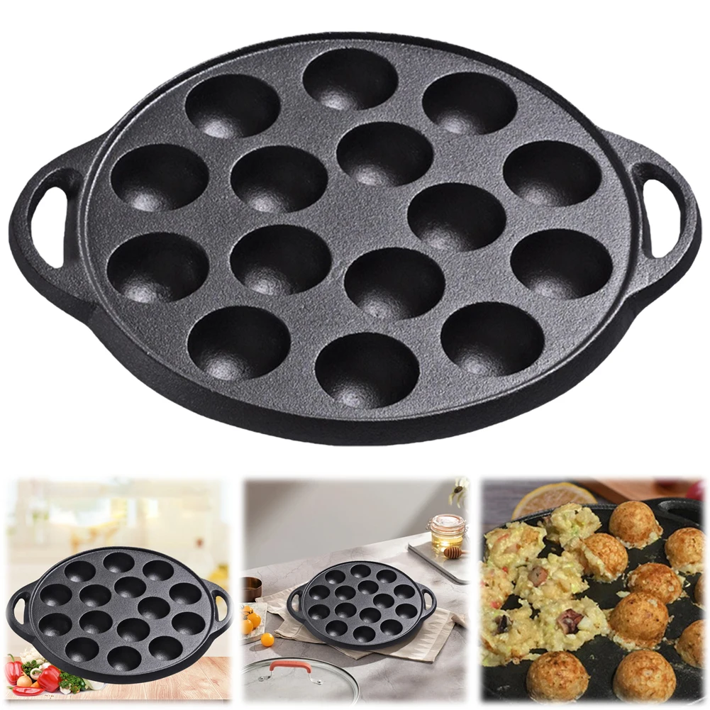 15 Holes Nonstick Takoyaki Grill Pan Plate Cast Iron Takoyaki Maker Octopus Ball Baking Tray Perfect for Octopuses Balls Pancake