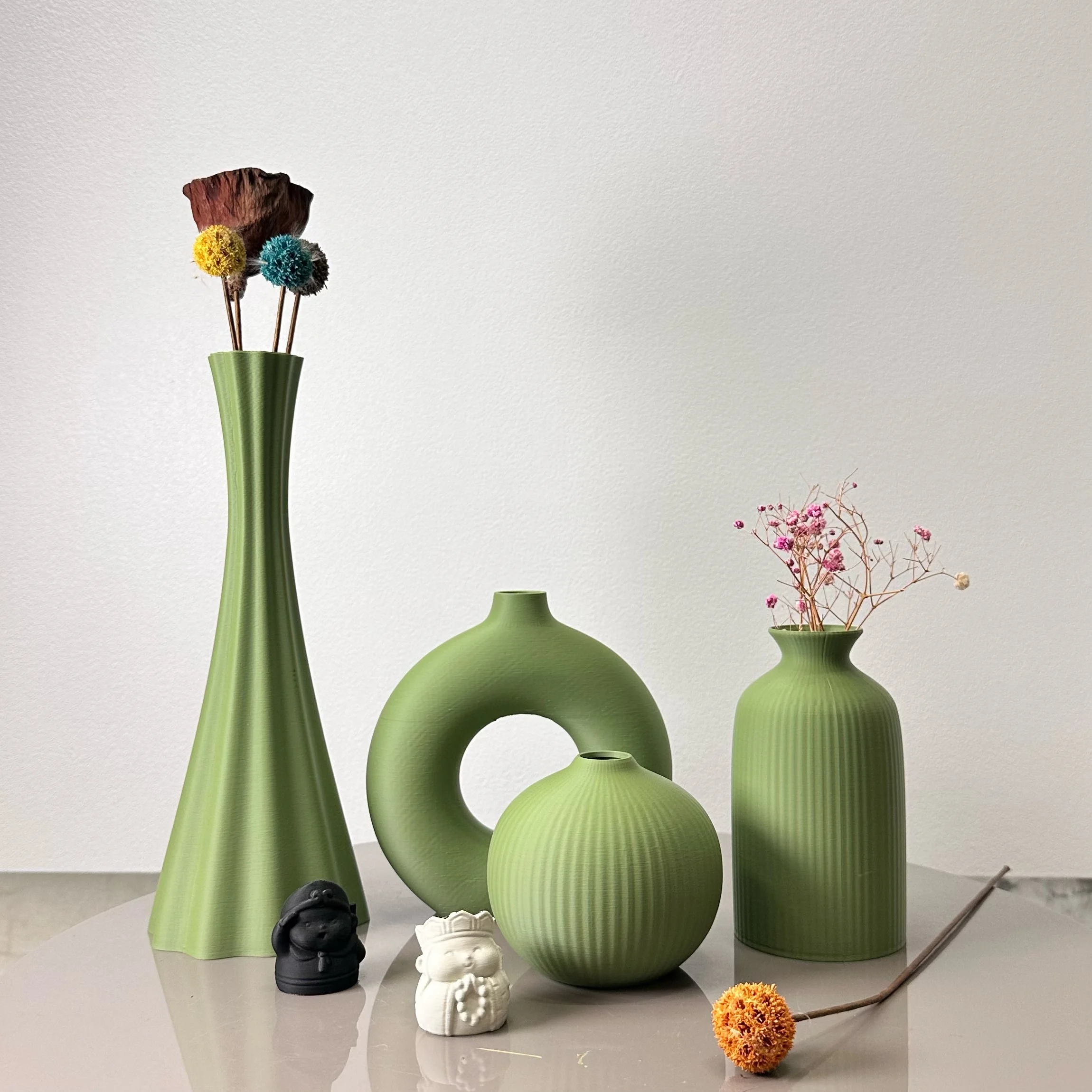 4-teiliges Set Vasen im böhmischen Stil, getrocknete Blumenarrangementsvasen, für Heimdekorationsvasen, Büro-Desktop-Vasenornamente, B