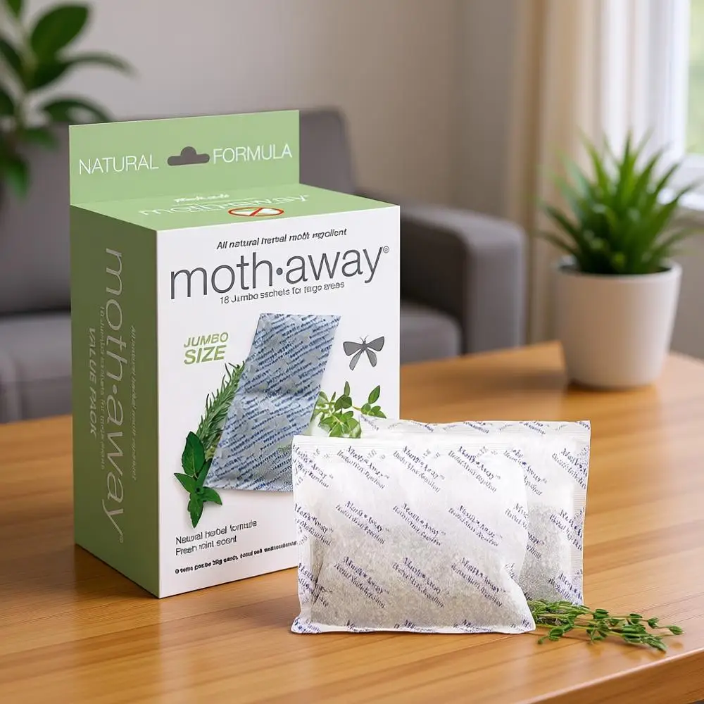 

Репеллент от моли на растительной основе – 18 больших саше с крючками для подвешивания, полностью натуральная и нетоксичная защита от моли, аромат свежей мяты, Mad