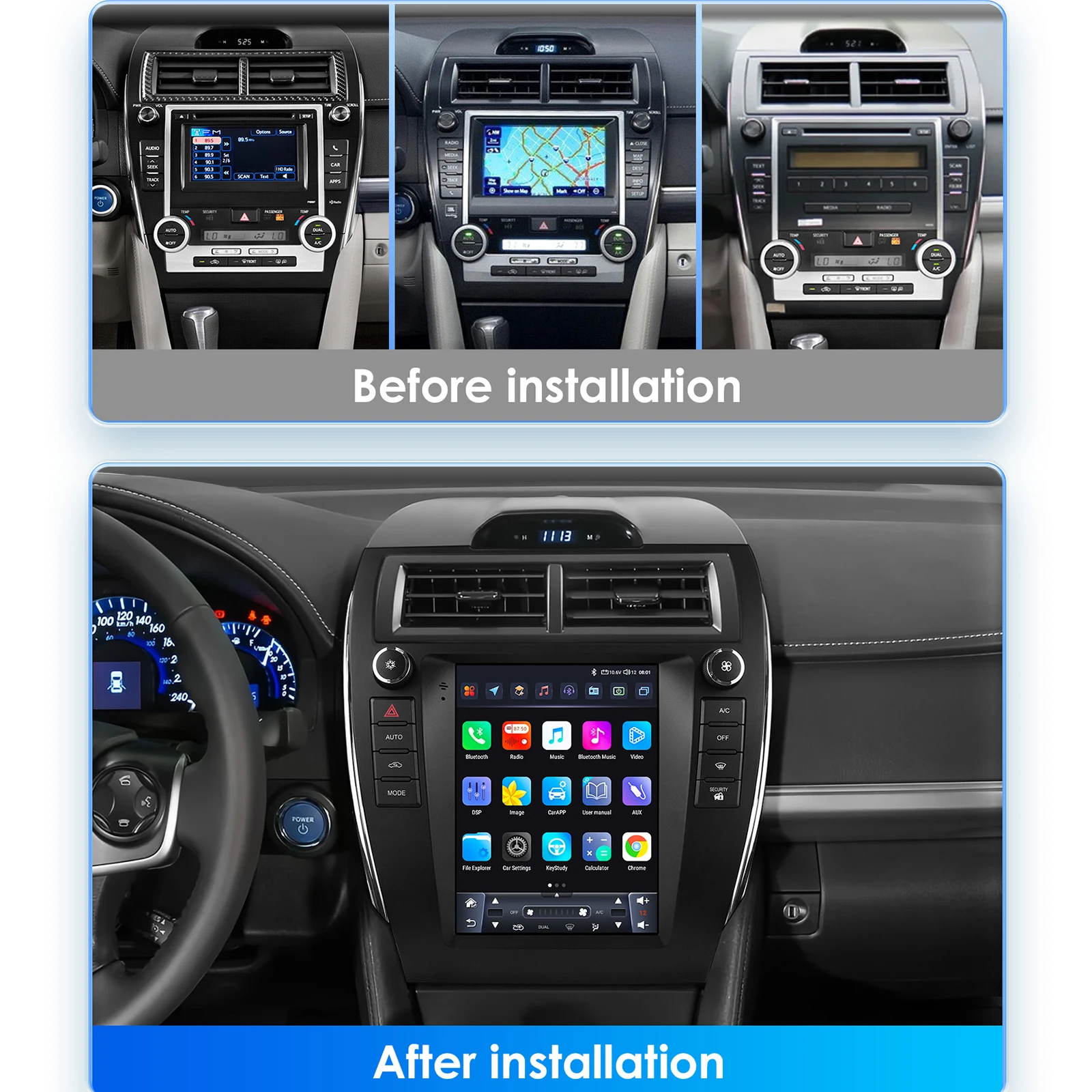 OSSURET 9.7 AI Carplay 4G Android 14 Car Radio For Toyota Camry 2012-2014 Multimedia Video Player GPS DSP Autoradio HeadUnit