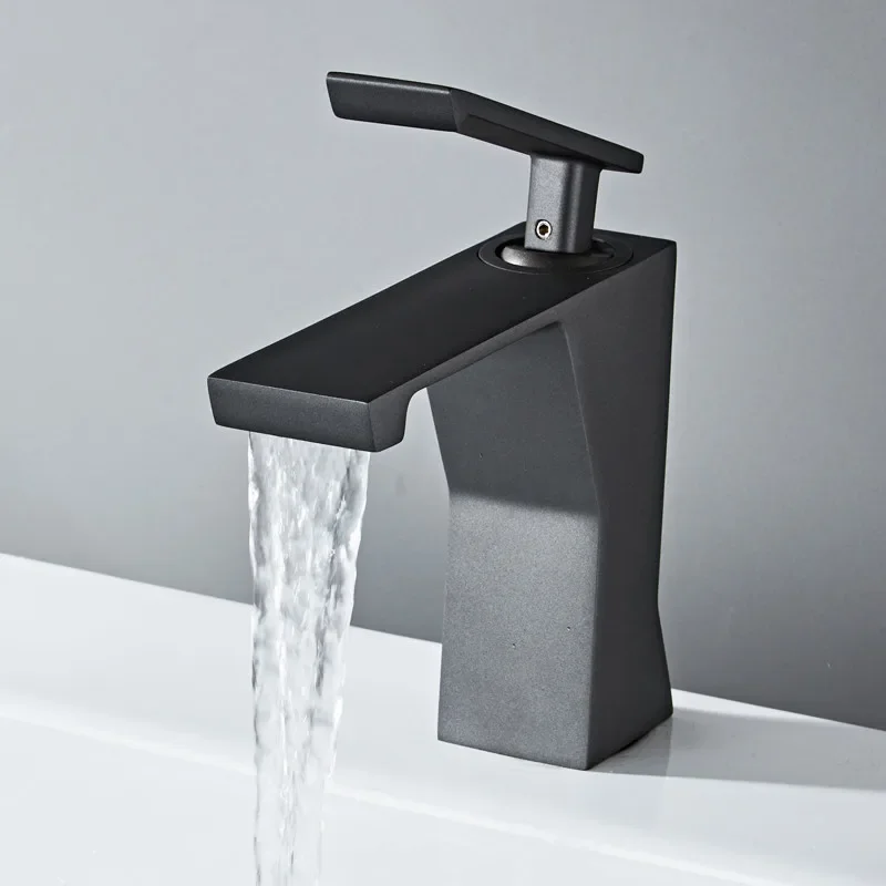 Basin Faucet Brass Grey Bathroom Mixer Tap Black/White Wash Single Handle Hot and Cold Lavotory