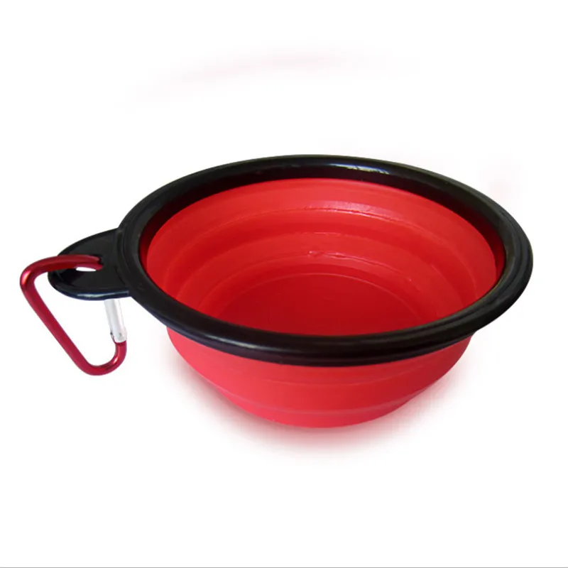 Pet dog cat feeding water folding bowl with buckle pet    outdoor portable utensils universal  equipment 1pcs