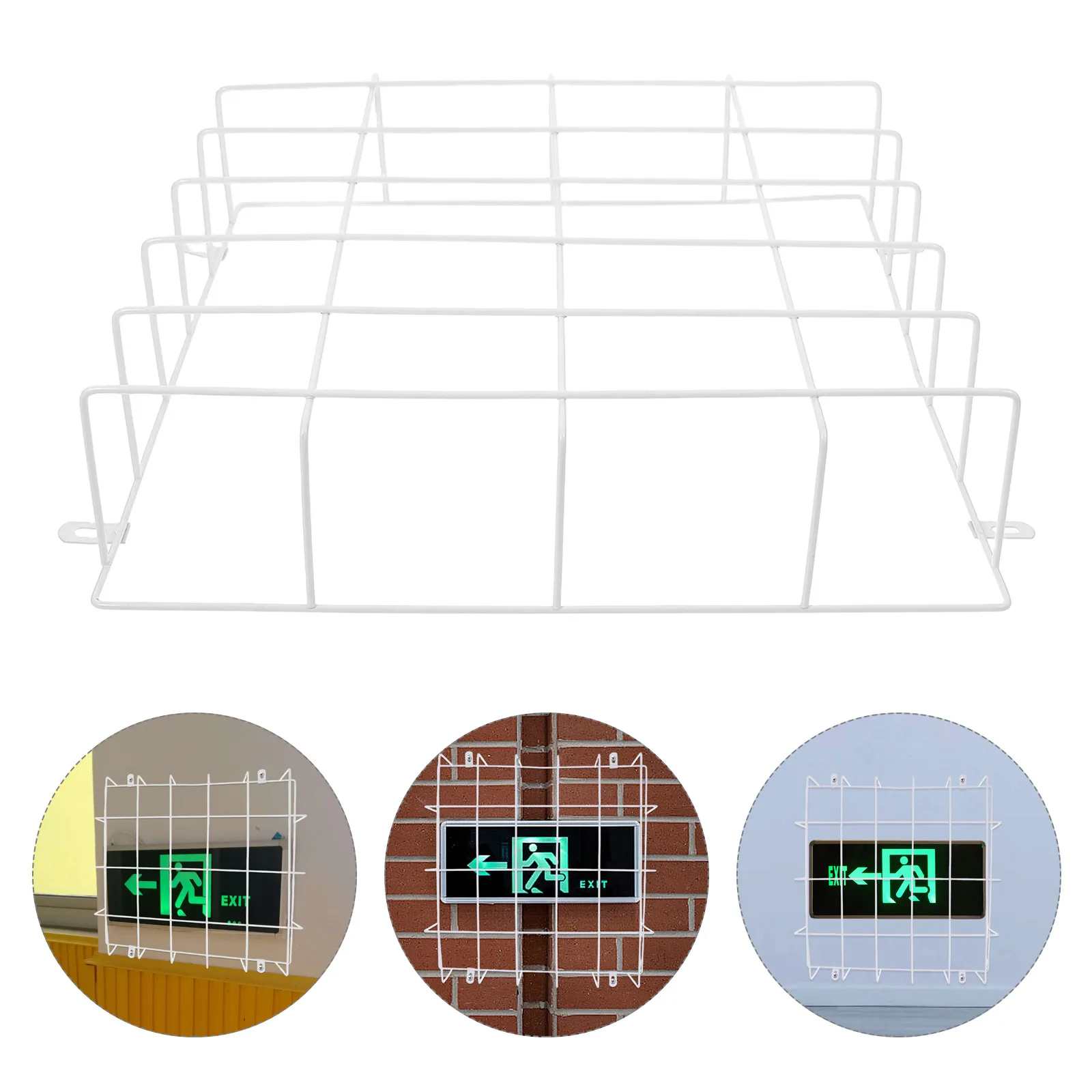 Exit Sign Protective Cage Steel Wire Guard Emergency Light Damage Stopper Wall Mounted Safety Shield Guard Cover for Exit