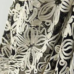 3D Flower Lace Embroidered Fabric Soft Mesh Fashion Designer Fabric