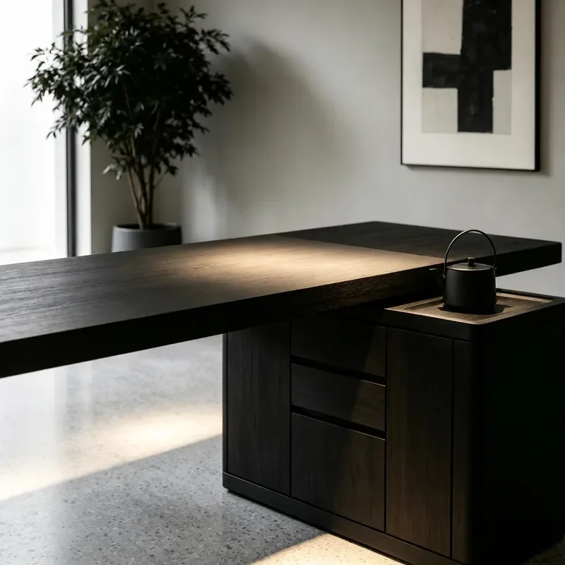 New Chinese Ash Wood Solid Tea Table Modern Minimalist Tenon and Mortise Office Desk Light Luxury Style Furniture