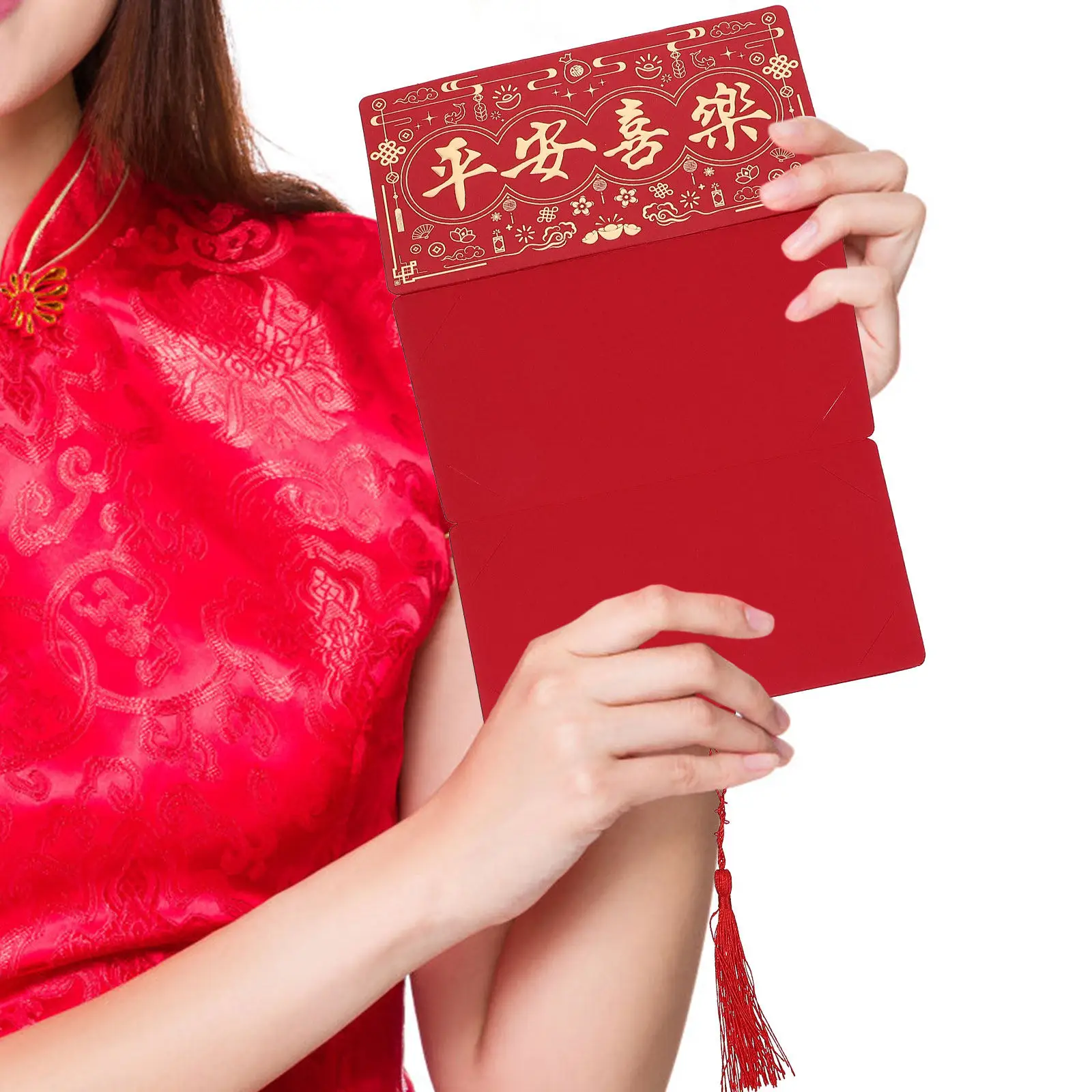 

4Pcs Premium Red Envelopes Festive Auspicious Words Design Sturdy Paper New Year Money Packets Spring Festival Gift Creative Red