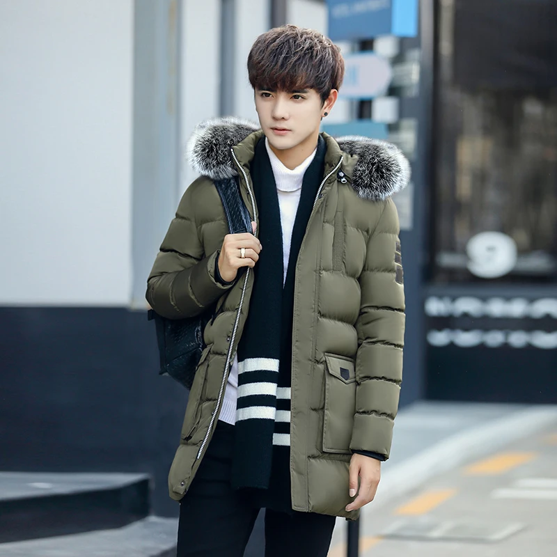 

Plus Size 8XL Fashion Fur Hooded Warm Cooton Parka Mens Multiple Pockets Cargo Parkas Detachable Fur Collar Hooded Cotton Jacket