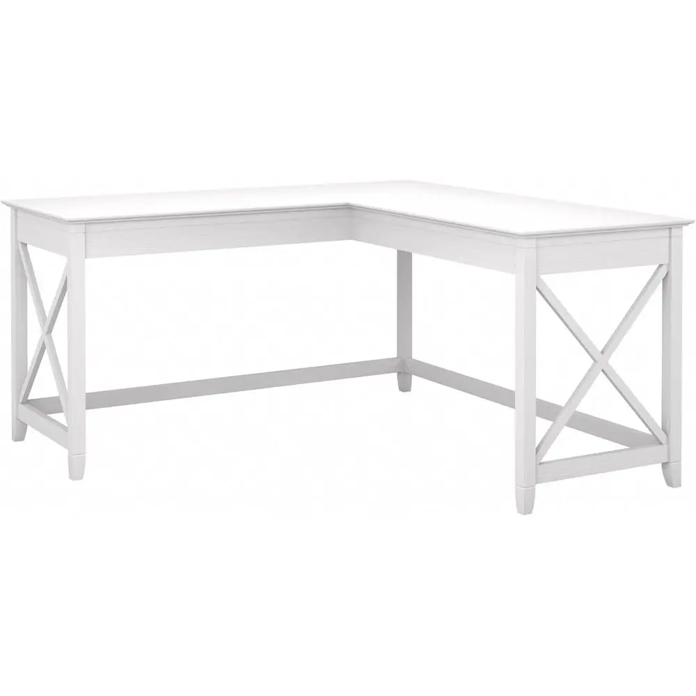 

Key West 60W ern armhouse L Shaped Desk in e White Oak, 60-Inch Computer Table or Home Oice Workspace