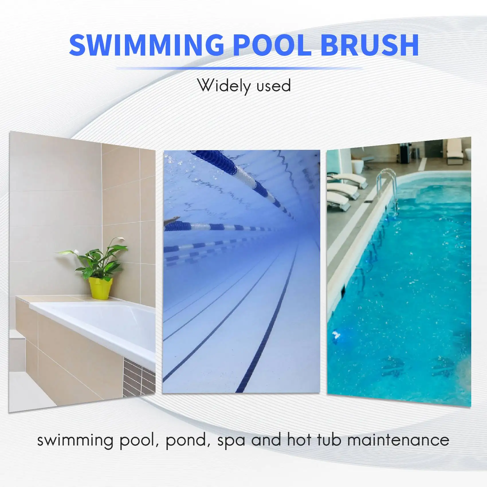 Cepillo de pared y azulejo para piscina, poste de limpieza, cabezal de repuesto, azul, 18 pulgadas