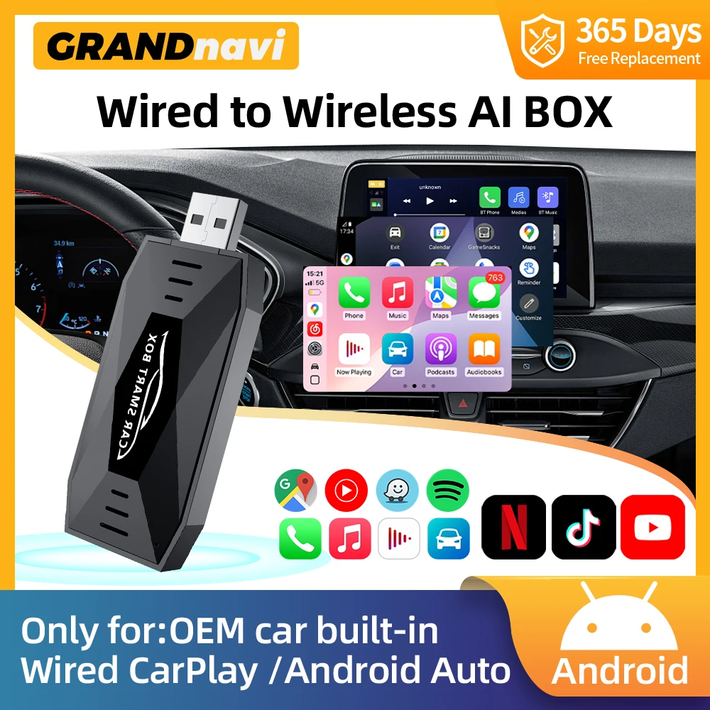 نظام أندرويد CarPlay Ai Box Wifi Wireless Android Auto لـ YouTube Netflix TIKTOK لتويوتا مازدا هيونداي جي إم سي فورد إم جي دبليو كيا #2