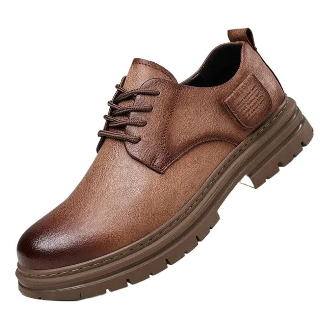 

High Quality Cow Leather Platform Shoes for Men New Designer Fashion Causal Solid Color Men's Dress Shoes Ankle Boots Man Shoes