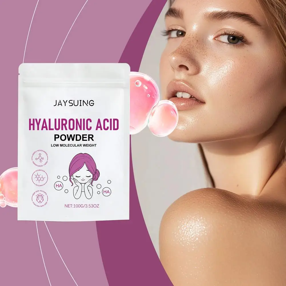 

2025 Hot Sale Hyaluronic Acid Powder Cosmetic 100g Anti-aging Moisturizing Whitening Skin And Anti-wrinkle Supplement E9D9