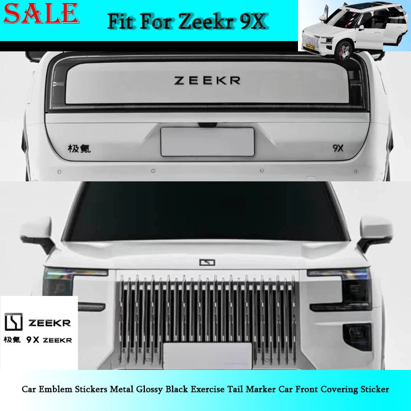 Fit for Zeekr 9X 2026 Car Emblem Stickers Metal Glossy Black Exercise Tail Marker Car Front Covering Sticker Auto Exterior Parts