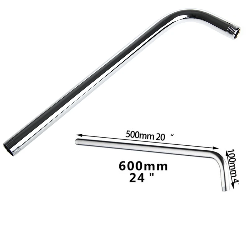 60CM Wall Shower Head Arm Extension Pipe Long Stainless Steel Bathroom Home