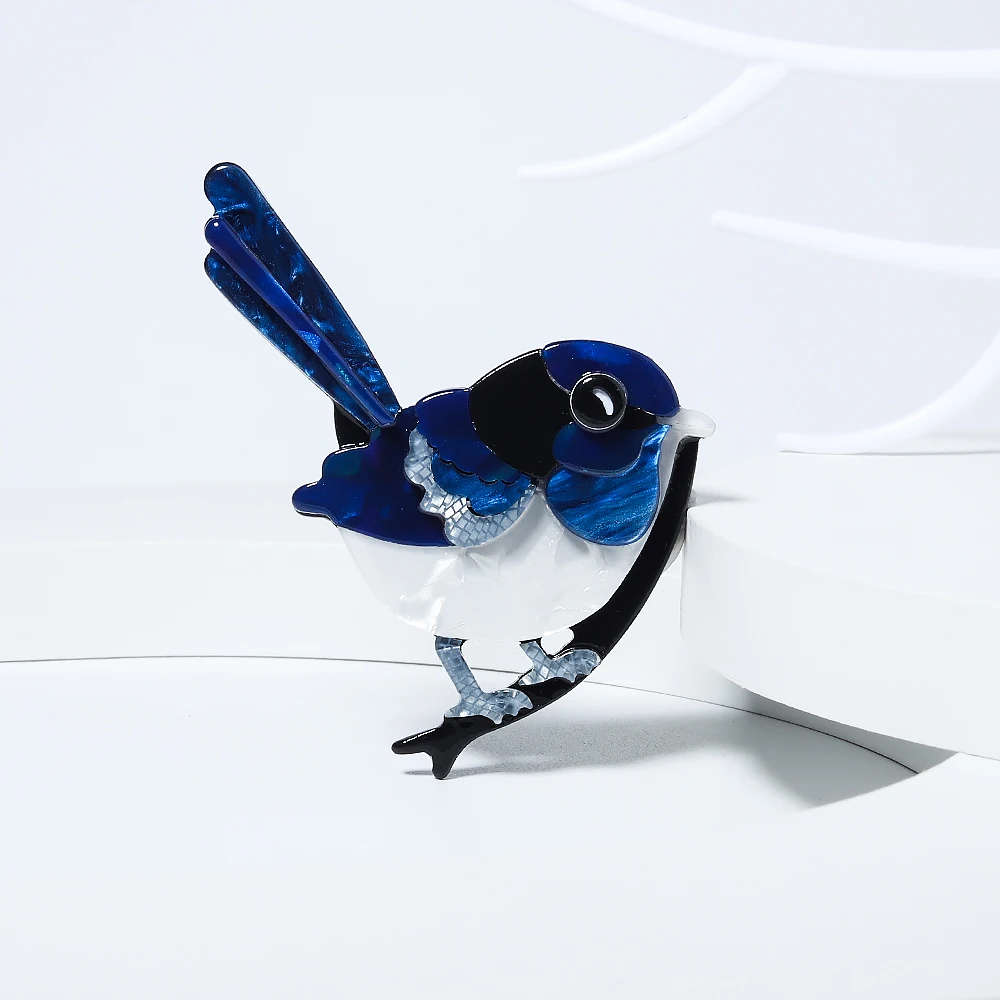 Handmade Acrylic Animal Bird Brooches for Women Men Lovely Sitting Pet Casual Party Brooch Pin Gifts Jewelry Accessories