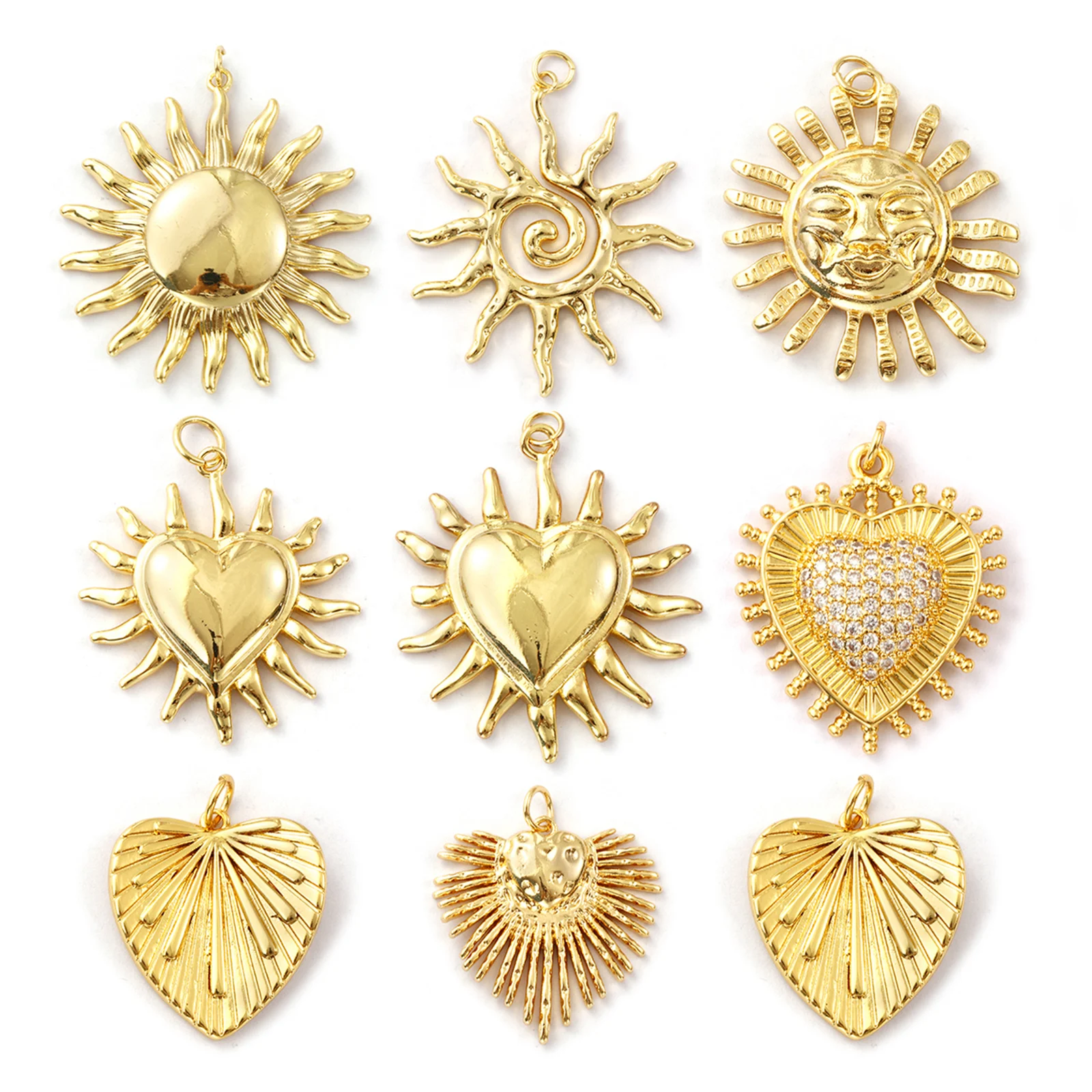 1 قطعة المعلقات النحاسية الجديدة الذهب اللون Ex Voto القلب الشمس المعادن Charms عقد دي اي واي سوار للنساء الرجال حفلة هدية النتائج مجوهرات