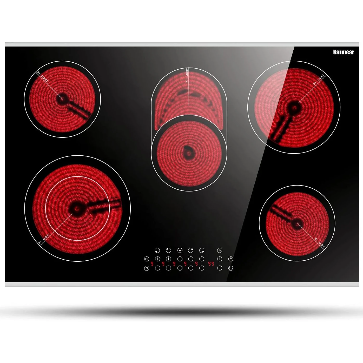 Karinear 30 Inch Electric Cooktop 5 Burners Ceramic Cooktop, Drop-in Electric Radiant Cooktop 8400W