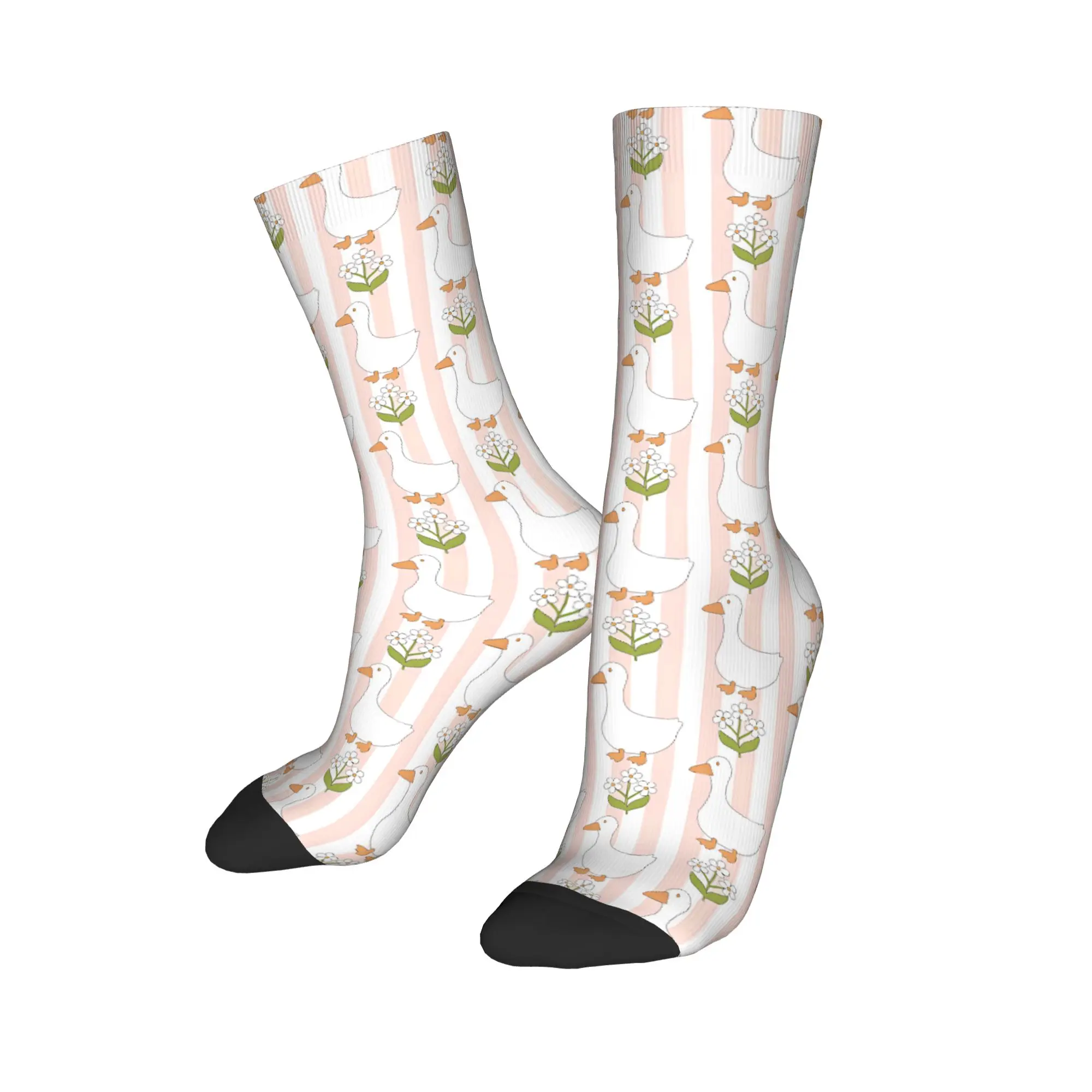 Men's Socks Cute Spring Cottagecore Goose  Stockings Anti Slip Soft Breathable Socks Winter Retro Pattern Skateboard Socks