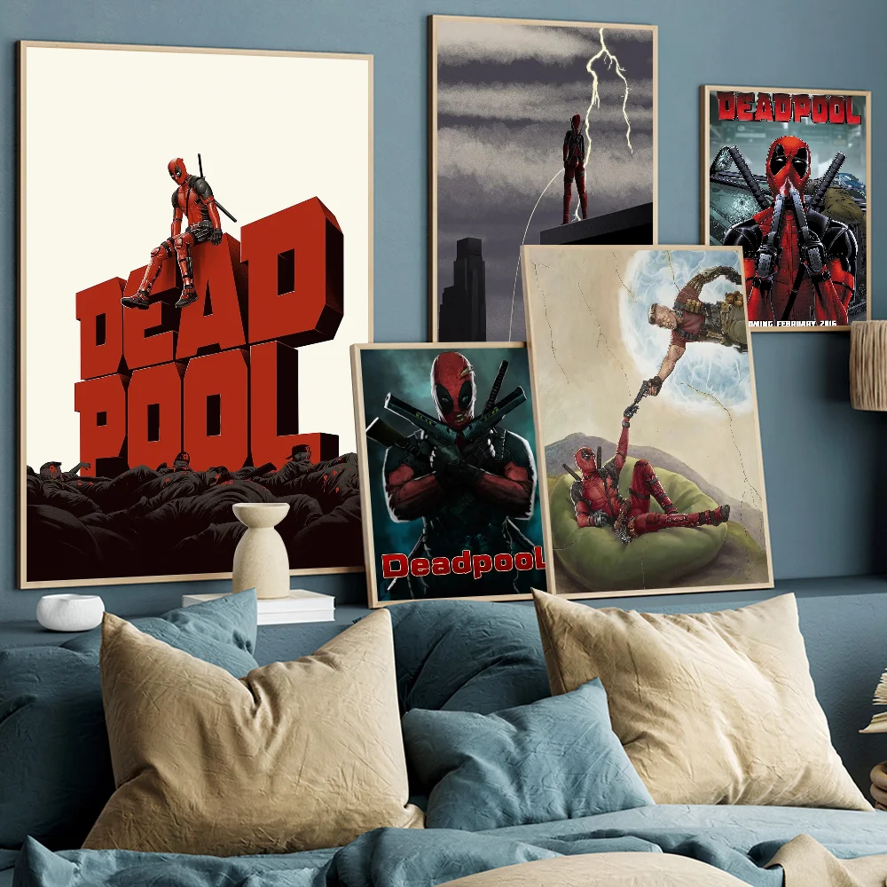 Movie D-Deadpool Anime Posters Sticky Whitepaper Sticker DIY Room Bar Cafe Kawaii Room Decor