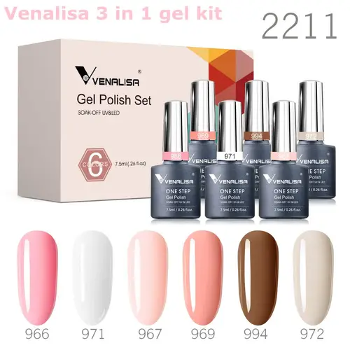 Imagen 2 del producto Kit de Gel de construcción Venalisa, 6 uds., Color gelatina más fuerte, barniz de uñas Natural reforzado, Base de goma, serie de colores, colección desnuda
