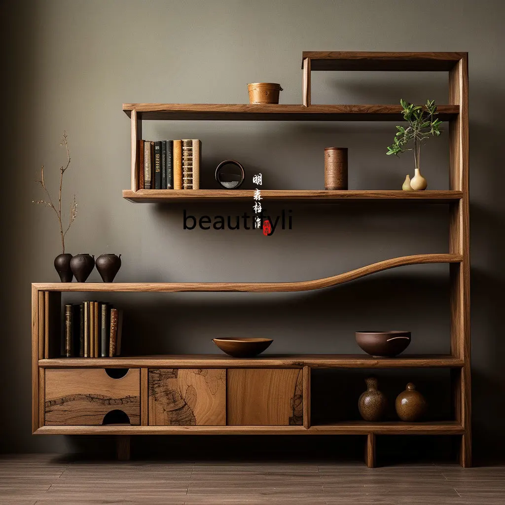 

New Chinese-style wall, ornament, living room low cabinet, tea leaves, shelves, floor-to-ceiling shelves