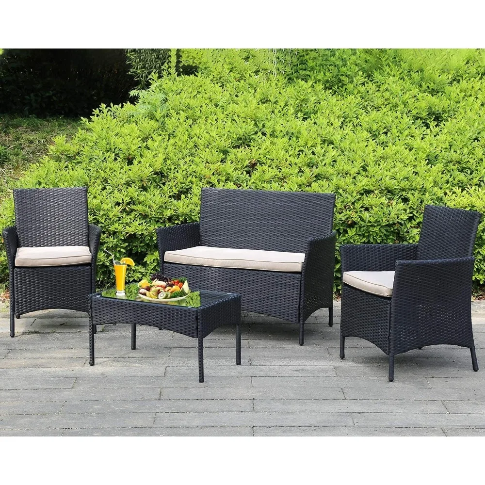 

Outdoor Patio Furniture Sets 4 Pieces Patio Set Rattan Chair Wicker Sofa Conversation Set Patio Chair For Backyard Lawn Porch Po