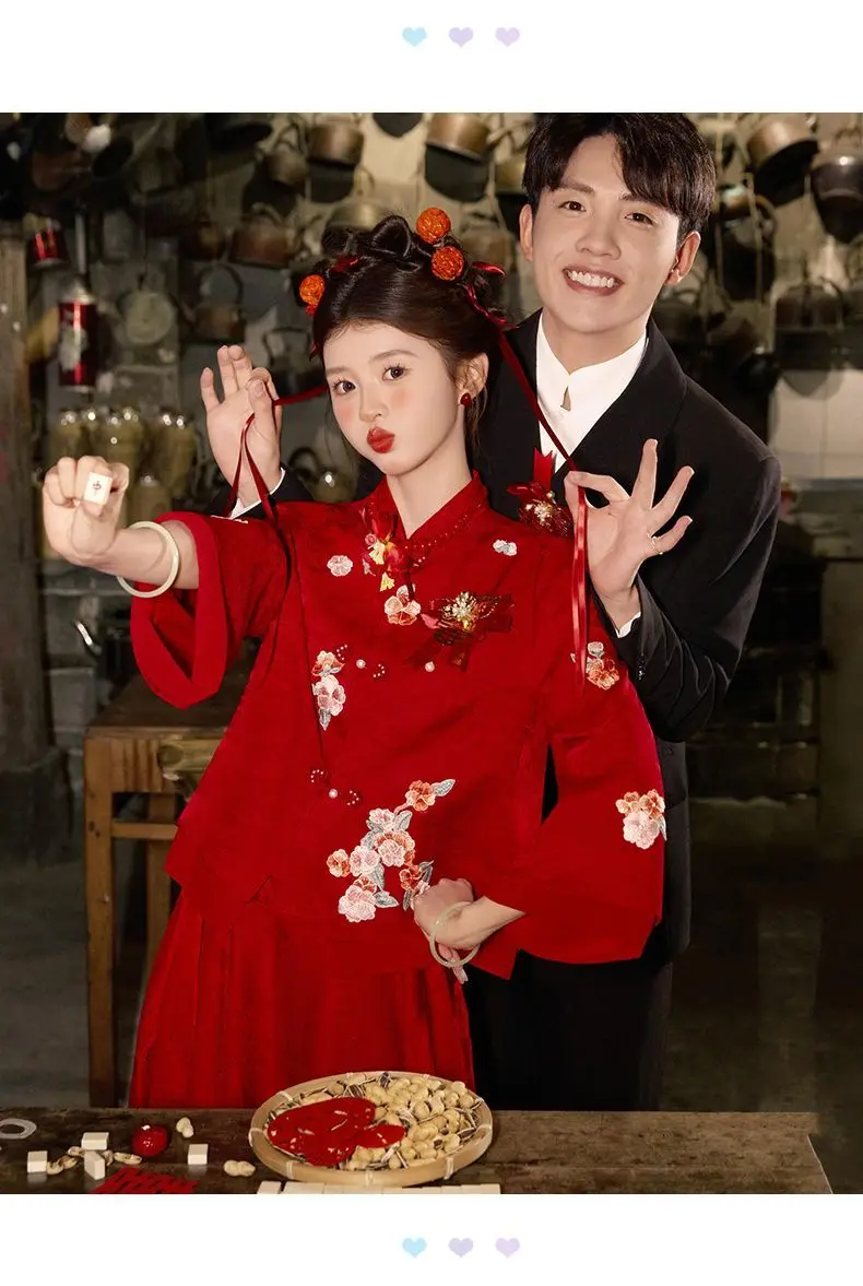 

Красное китайское платье для беременных невест больших размеров, осенне-зимнее, для свадьбы, возвращения домой, повседневное.