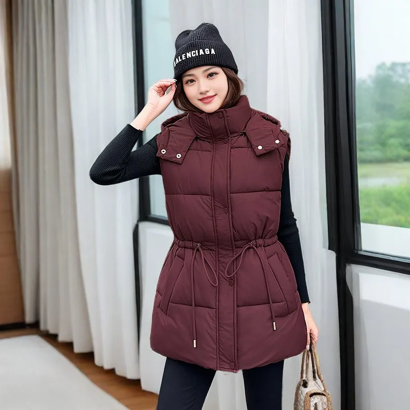 

Winter Sleeveless Jacket Female Hooded Down Vest Coat 2025 New Duck Down Puffer Waistcoat Ultra Light Winderproof Outwear