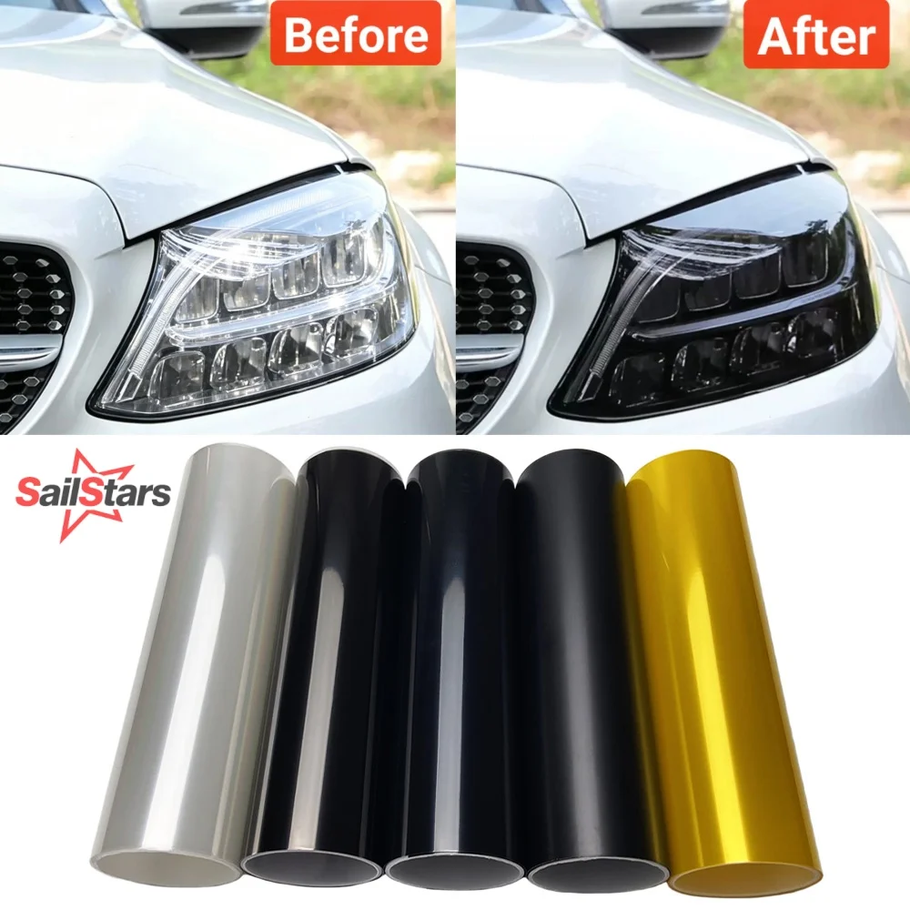 Car Headlight Film Fog Light Tint Vinyl Wrap Waterproof Bubble Free Protective Film Cover for Motorcycle Car Accessories