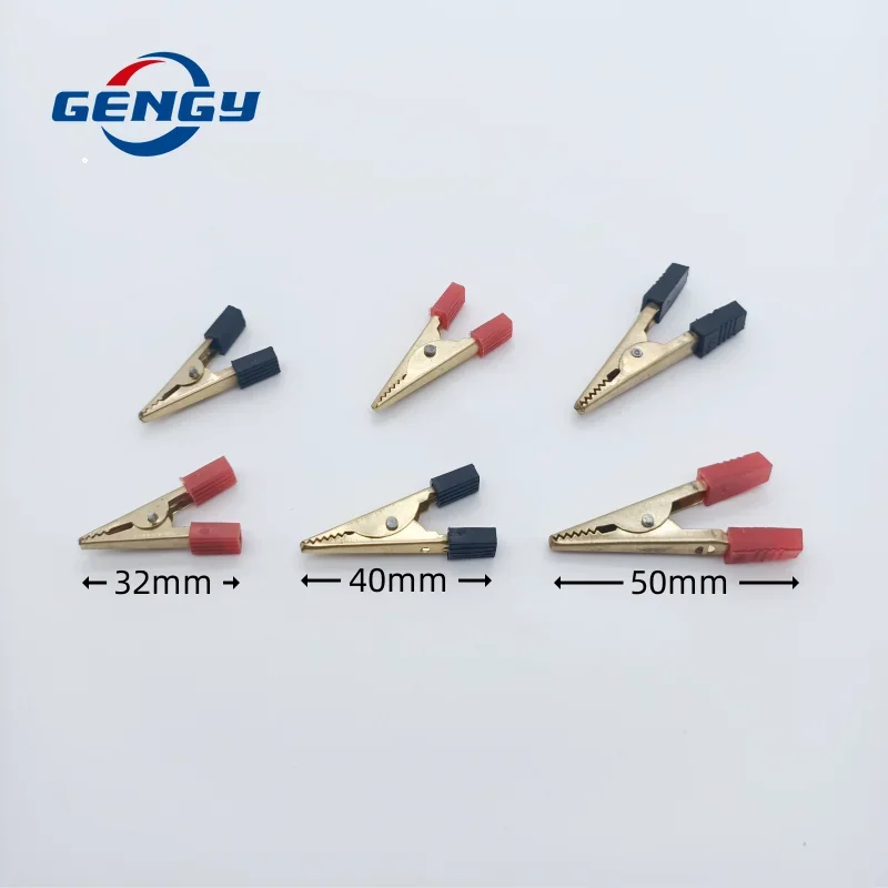 10 Pcs Copper Crocodile Clip 32mm 40mm 50mm Plastic Handle Test Probe Alligator Clips Connector Connect Socket Plug Not JIT