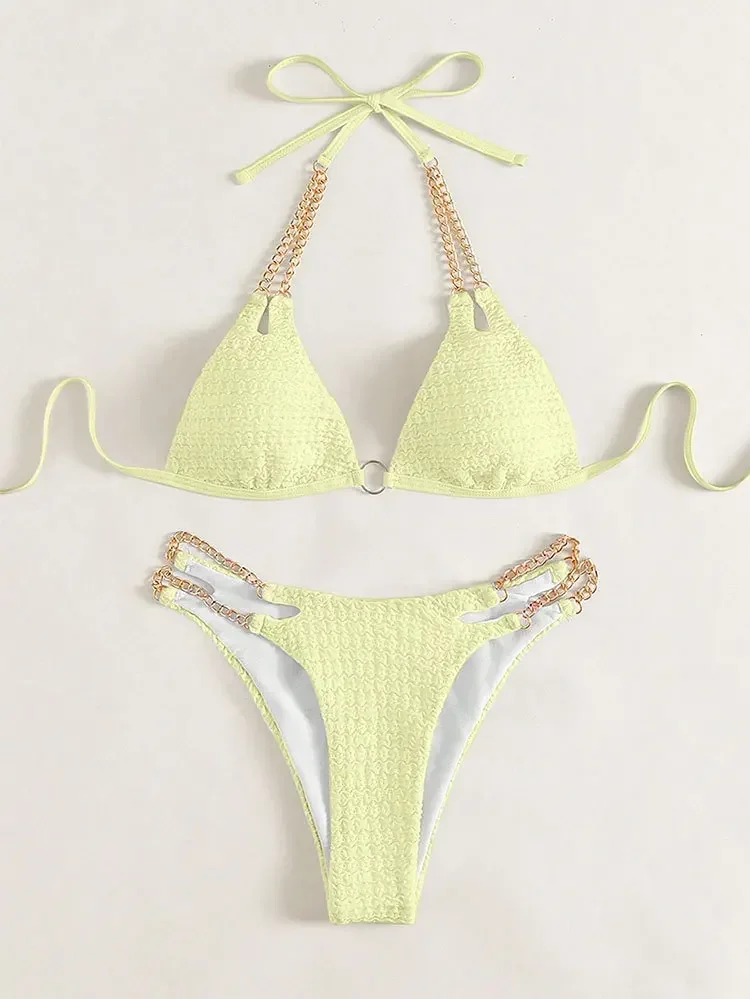 Zestaw Bikini Łańcuszkowy w Stylu 2025 Strój Kąpielowy Plażowy Damski Tankini Mujer Maio Biquinis Banador Femme Badpak Monokini