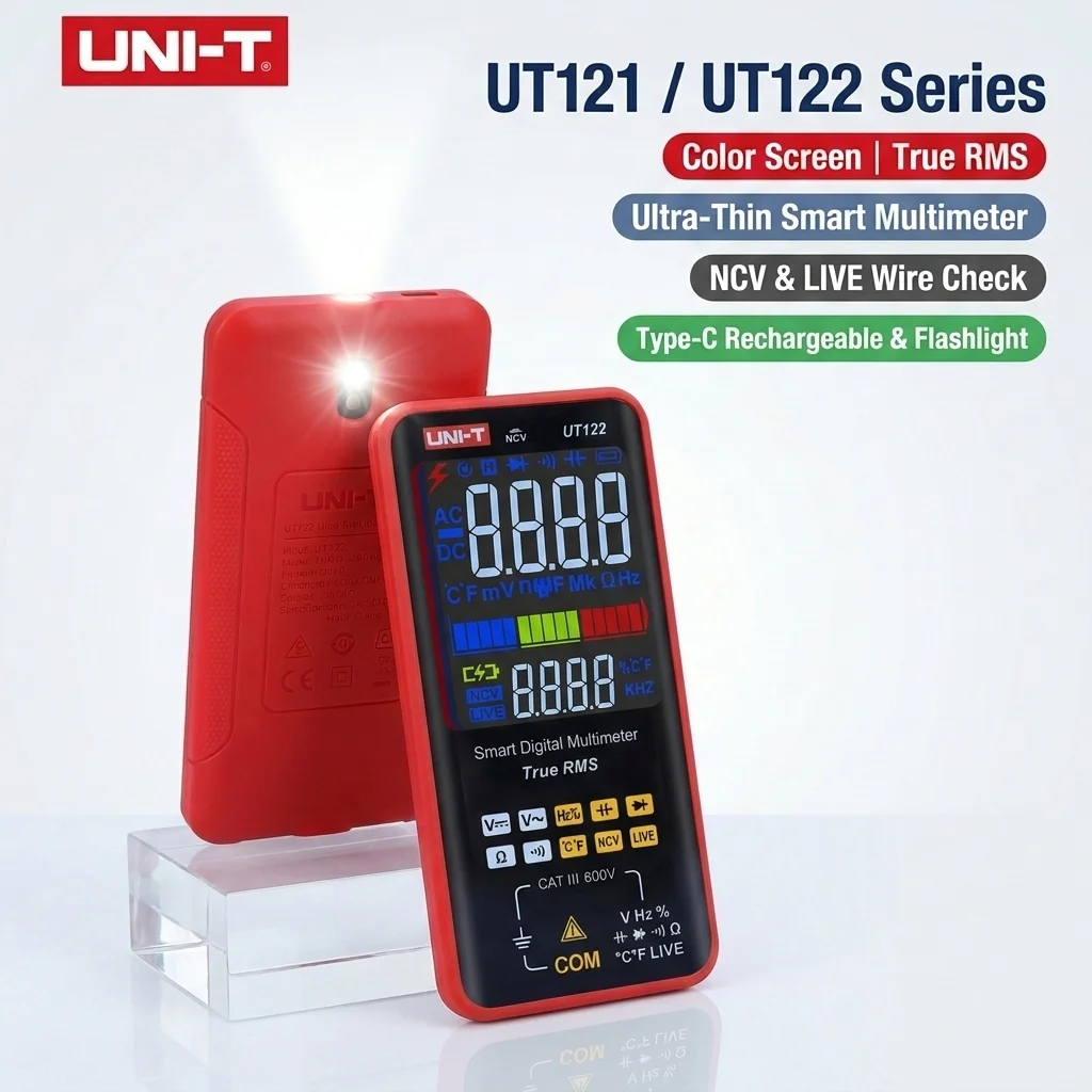 UNI-T UT121A UT121B UT122 Smart Digital Multimeter Ultra-Thin True RMS Color Screen AC DC Voltage NCV LIVE Capacitance Tester