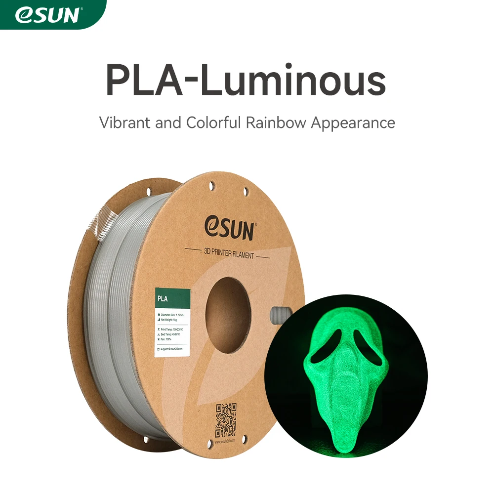 eSUN PLA+ Filament 1.75mm Glow in the Dark PLA Plus 3D Printer Material 1KG Spool Luminous 3D Printing Filament for 3D Printer