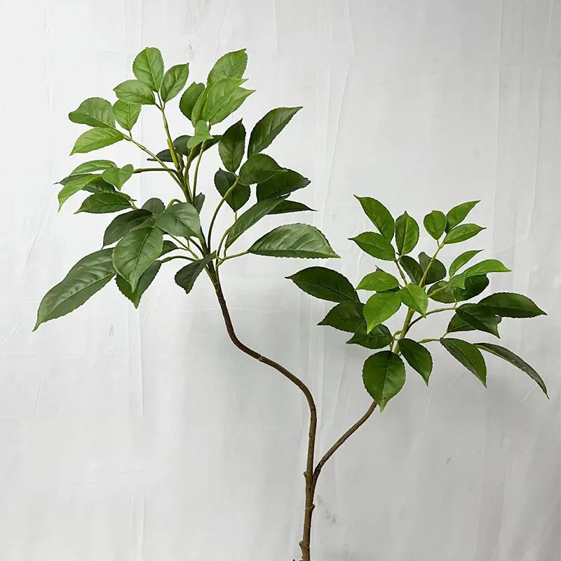 3.6FT Artificial Magnolia Tree Branch Tropical Tree Leaves Fake Monstera Plants Plastic Banyan Leafs For Home Garden Shop Decor