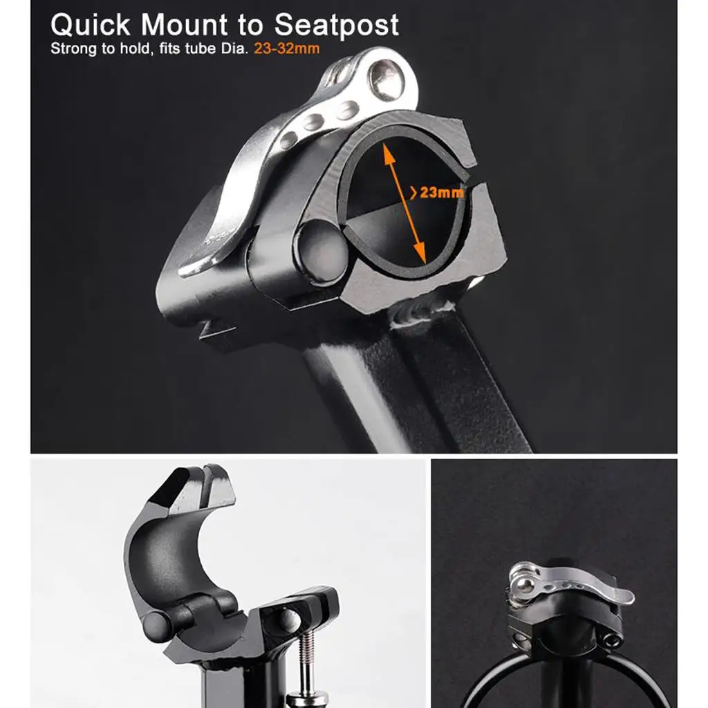 

Touring Bike Rear Mount Rack Aluminum Alloy Bicycle Luggage Shelf with Safety Light for